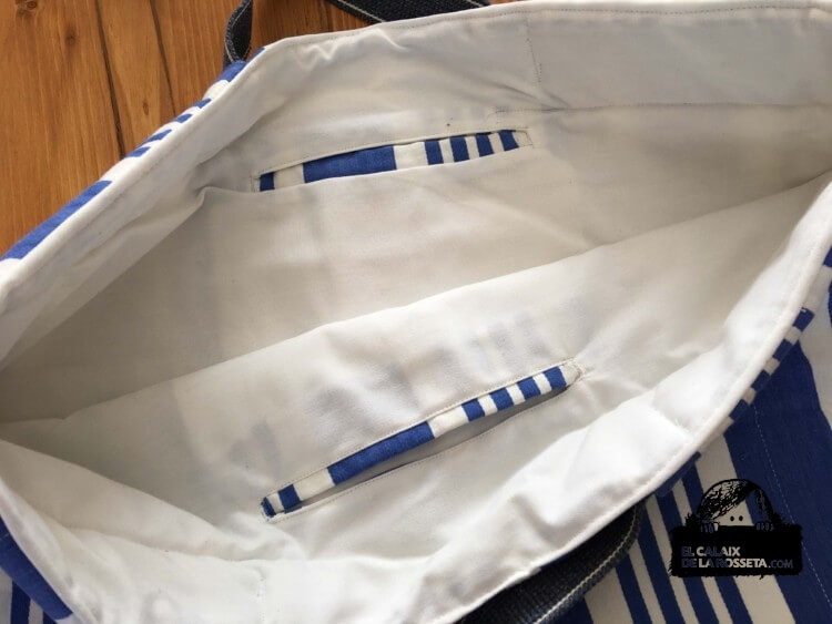 Bolsa tipo capazo con tela de colchón antigüo reciclado