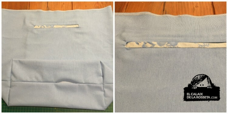 Bolsa tipo capazo con tela de colchón en azul para Noe