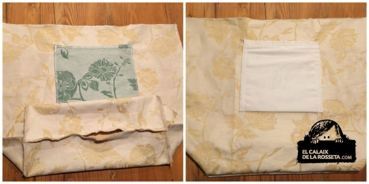 SAL bolsa tipo capazo con tela de colchón en verde y dorado